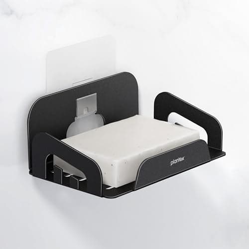 Plantex Self Adhesive Soap Dish for Bathroom/Stainless Steel Soap Holder for Washbasin/Soap Stand for Bathroom Without Drill/Bathroom Accessories - Black