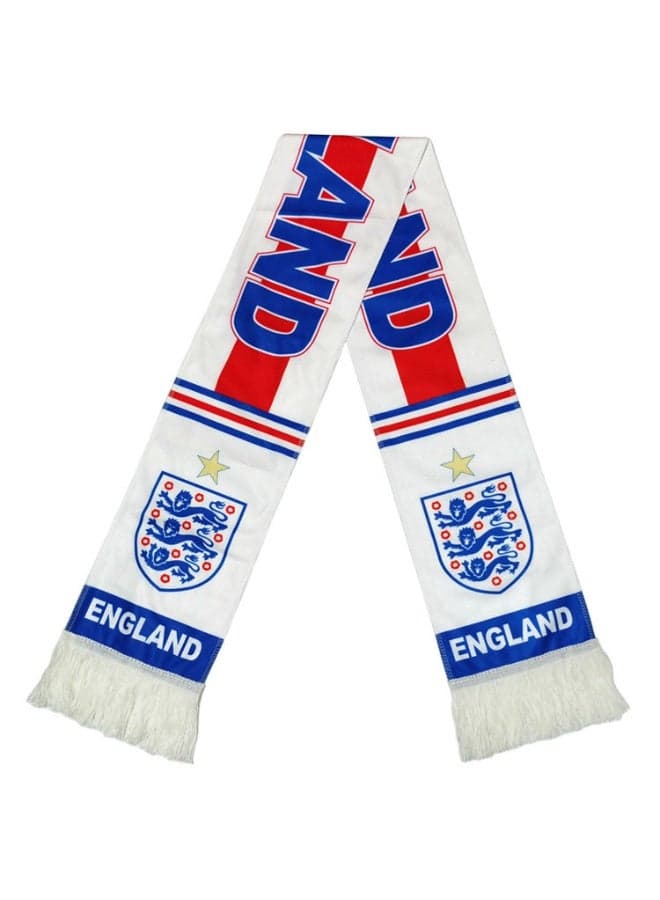 2026 World Cup Football Scarf: England No. 1 Champion Star Football Scarf - Official Three Lions White Fan Scarf with Red Stripes, Perfect for Match Day Wear