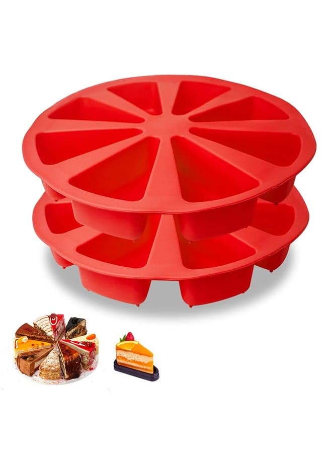 2 Pcs Silicone Triangle Cake Pan - 8 Cavity Pizza Scone Mold, 4 Inch Internal Diameter for Brownies, Muffins, Cheesecake, Cornbread - Kitchen Baking Shapes