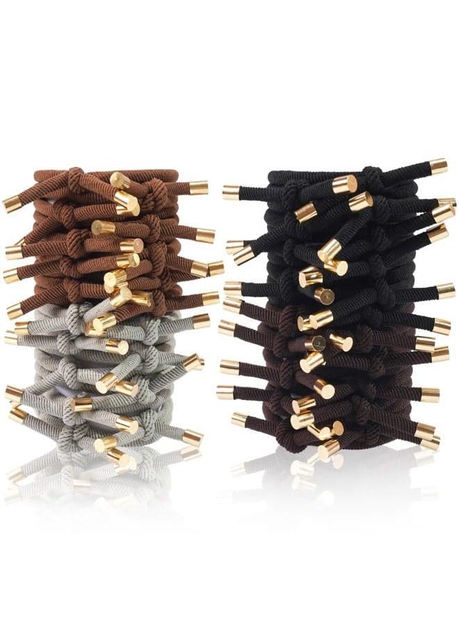 40 PCS Elastics Knotted Hair Ties for Women, Adjustable No Damage Ponytail Holders for Women Girls, 5MM Rubber Bands for Hair, 4 Colors