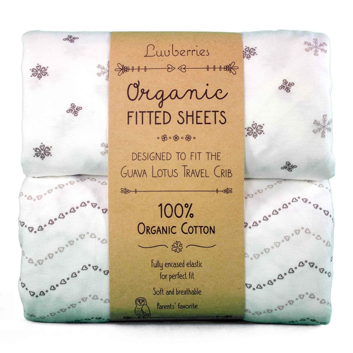 Luvberries Guava Lotus Travel Crib Sheets Set of 2 100 Organic Cotton Fitted Sheets for Baby Play Yard Mini Crib Mattress Super Soft Jersey Knit Snug Fit Washable Grey White