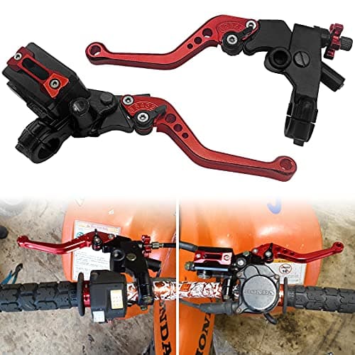 JAVIK Updated Universal Bike 7/8" 22mm Handlebar Brake Master Cylinder Clutch Lever Set Compatible with Motorcycle Honda Kawasaki Suzuki Yamaha - Red (Including Left & Right)