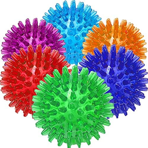Jalousie Dog Squeaky Toys Value Set NonToxic Squeaky Balls Toss Fetch TPR Rubber Puppy Toys Spikey Dog Chew Toy for Small Medium Breed Pet Toys for Puppy 6 Pack Spiky Ball