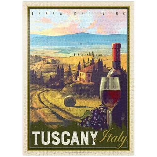 MyPuzzle Italy Tuscany Terra Del Vino Vintage Poster Premium 1000 Piece Jigsaw Puzzle for Adults