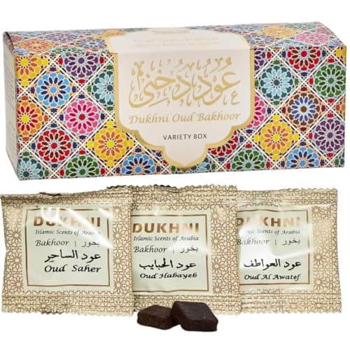Dukhni Oud Bakhoor Variety Box | 30 Pieces Bakhoor Refill Pack | Diwali Gift for Friends & Family | Arabic Bakhur Incense | Perfect for Home Scenting Prayer and Gifting | Luxurious, Long Lasting