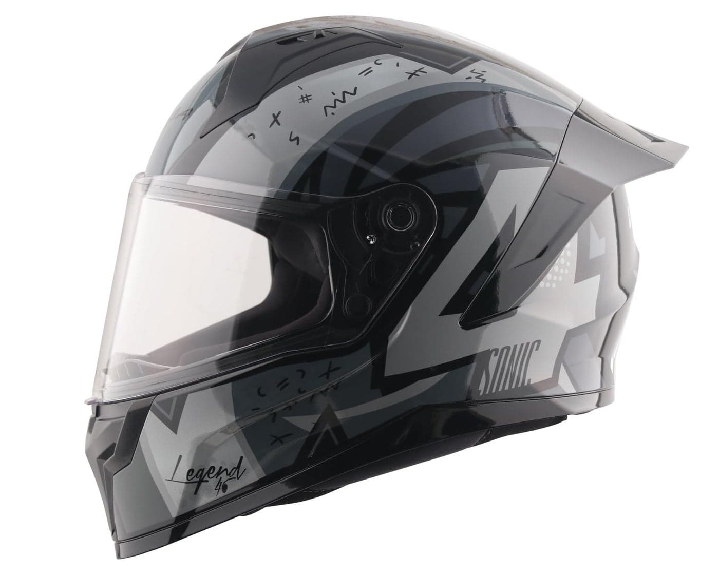 Vega Sonic Legend Full Face Motorcycle Helmet with Dual Tone Design, Shock-Absorbing Liner, Comfortable Interior, Lightweight Shell, Aerodynamic Build, Ventilated Fit, and Trendy Black Grey Finish Black Grey M