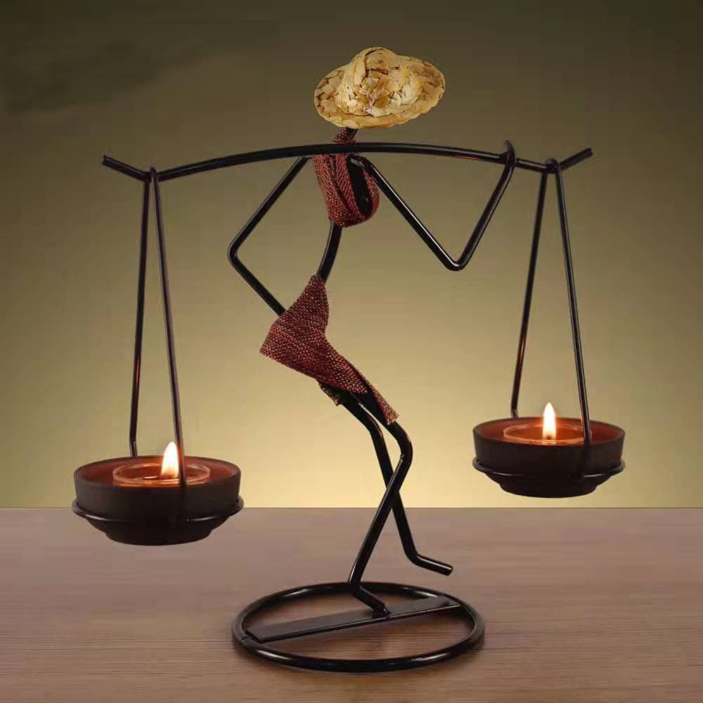 Cicodona Black Metal Candles HolderPillar Candlestick Decorative Table Candle Stand for Indoor Outdoor Events Parties Christmas Day Gift Wedding Decorations