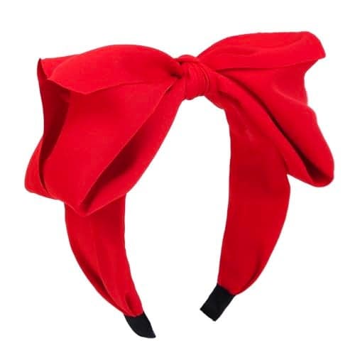 Huachi Red Bow Headbands for Women Girls Christmas Holiday Bow Headband Vintage Red Headband for Halloween Costume