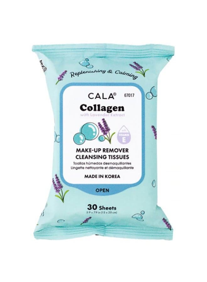 Collagen make-up remover cleansing tissues 30 count, 30 Count