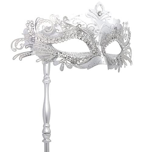 Coddsmz Masquerade Mask with Holding Stick Venetian Halloween Costume Mask Mardi Gras Mask for Womens Party