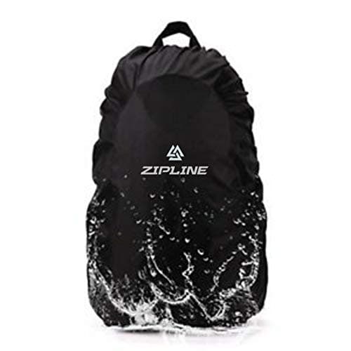Zipline Rain & Dust Nylon Foldable Waterproof Cover with Pouch Laptop Bags and Backpacks Bag Cover (1-Black Rain & Dust Cover)