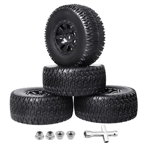 RC Short Course Truck Tires 110 Scale HighPerformance Preglued RC Wheel Rim and Tires Set 12mm Hex with Foam Inserts for Traxxas Slash 4X4 2WD HPI VKAR Redcat HSP LRP 4PCS Style B