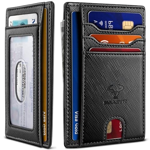 BULLIANT Slim Wallet, Skinny Minimal Thin Front Pocket Wallet Card Holder For Men 7Cards 3.15"x4.5",Gift-Boxed