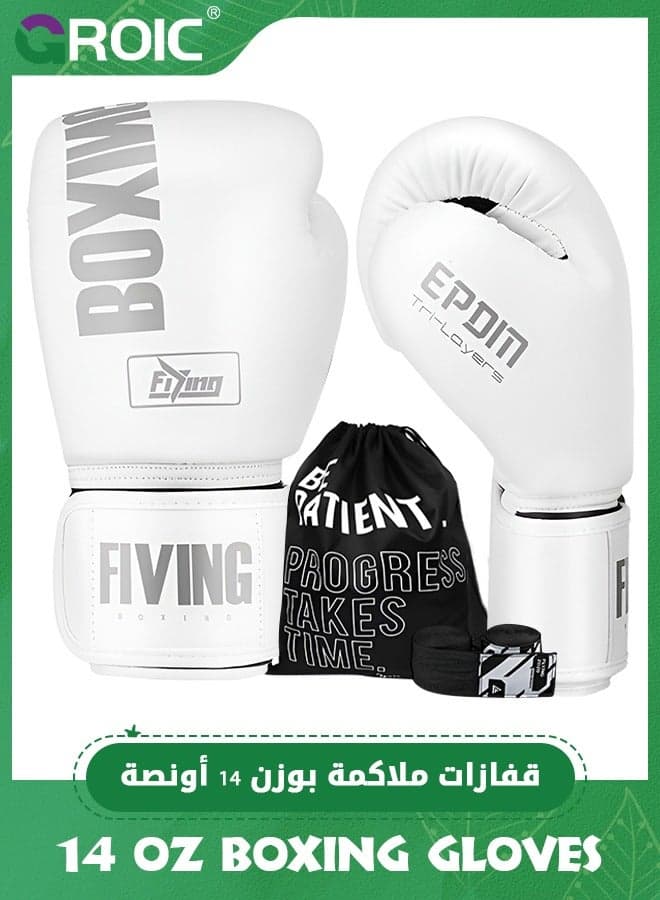 14oz Boxing Gloves with Hand Wraps – Complete Sparring Kit for Muay Thai & Kickboxing