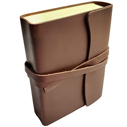 RUSTIC TOWN Handcrafted Full Grain Brown Leather Cover Journal to Write in Notebook Diary for Men Women Writers Artist Poet Gift for Him Her