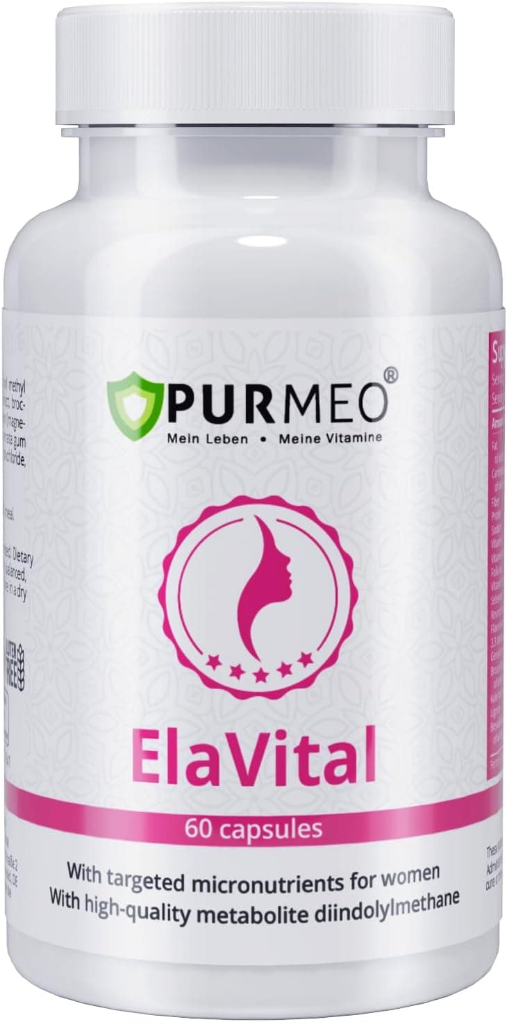 ElaVital Hormone Balance for Women with DIM B Vitamins Vitamin C Support PMS Relief Swollen Tender Breasts Mood Swings Restful Nights Antioxidant Skin Health Vegan 60 Capsules