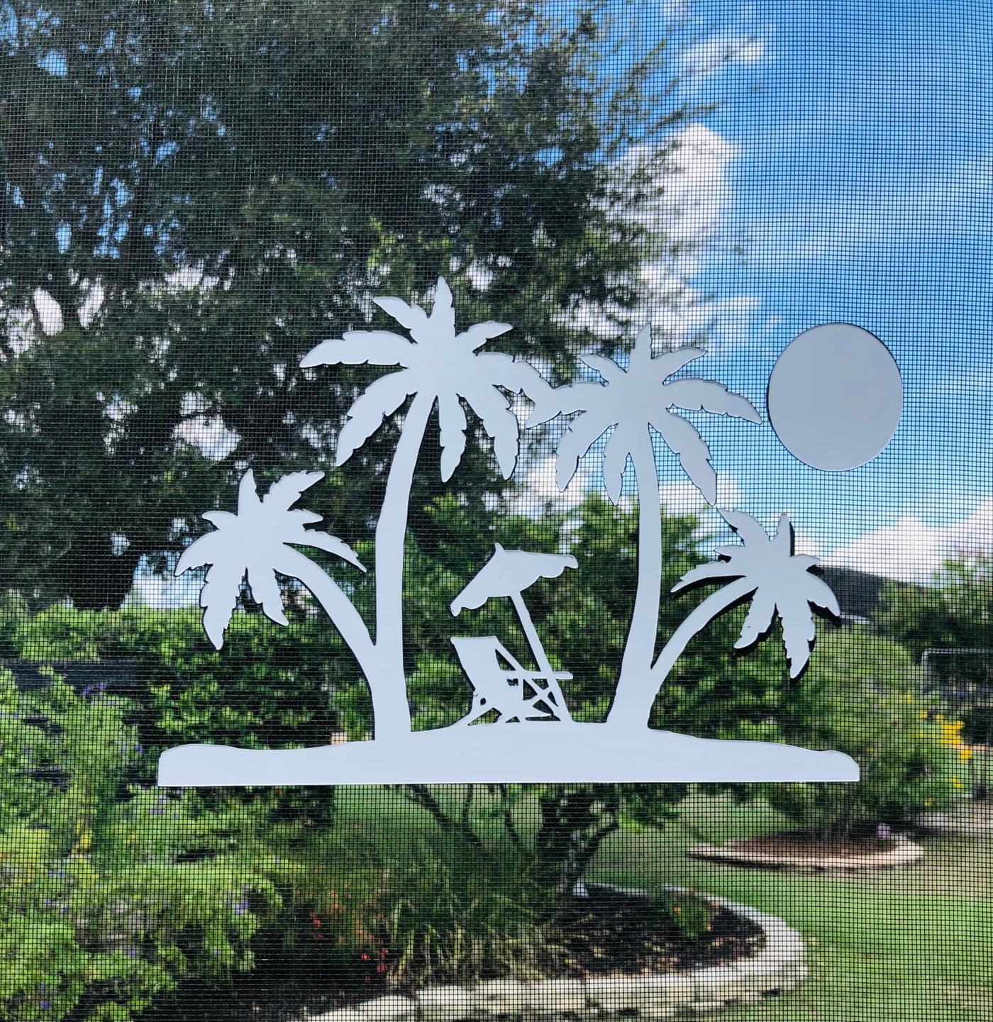 DCentral Beach Scene Flexible Vinyl Safety Screen Magnets DoubleSided WhiteEasier to See Decorative Helps to Stop Walking into Screens for NonRETRACTABLES Size W 95 x L 7