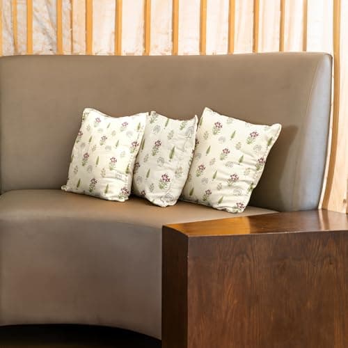 Urban Space Decorative Cotton Cushion Cover Set of 3, 16 inch x 16 inch Cushion Covers for Sofa, Bedroom, Living Room (Boho Orange, Cushion Cover 40cm x 40cm, Set of 3)