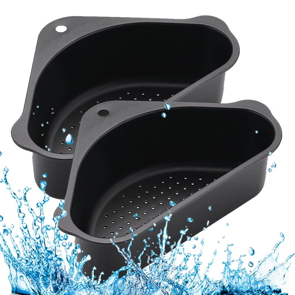ROY ENTERPRISE Plastic Multipurpose Kitchen Sink Corner Dish Organizer Tray Strainer Basket Drainer Dustbin Storage Removable Holder Stand Rack Waste Dispenser With Suction Cup Pack Of 2