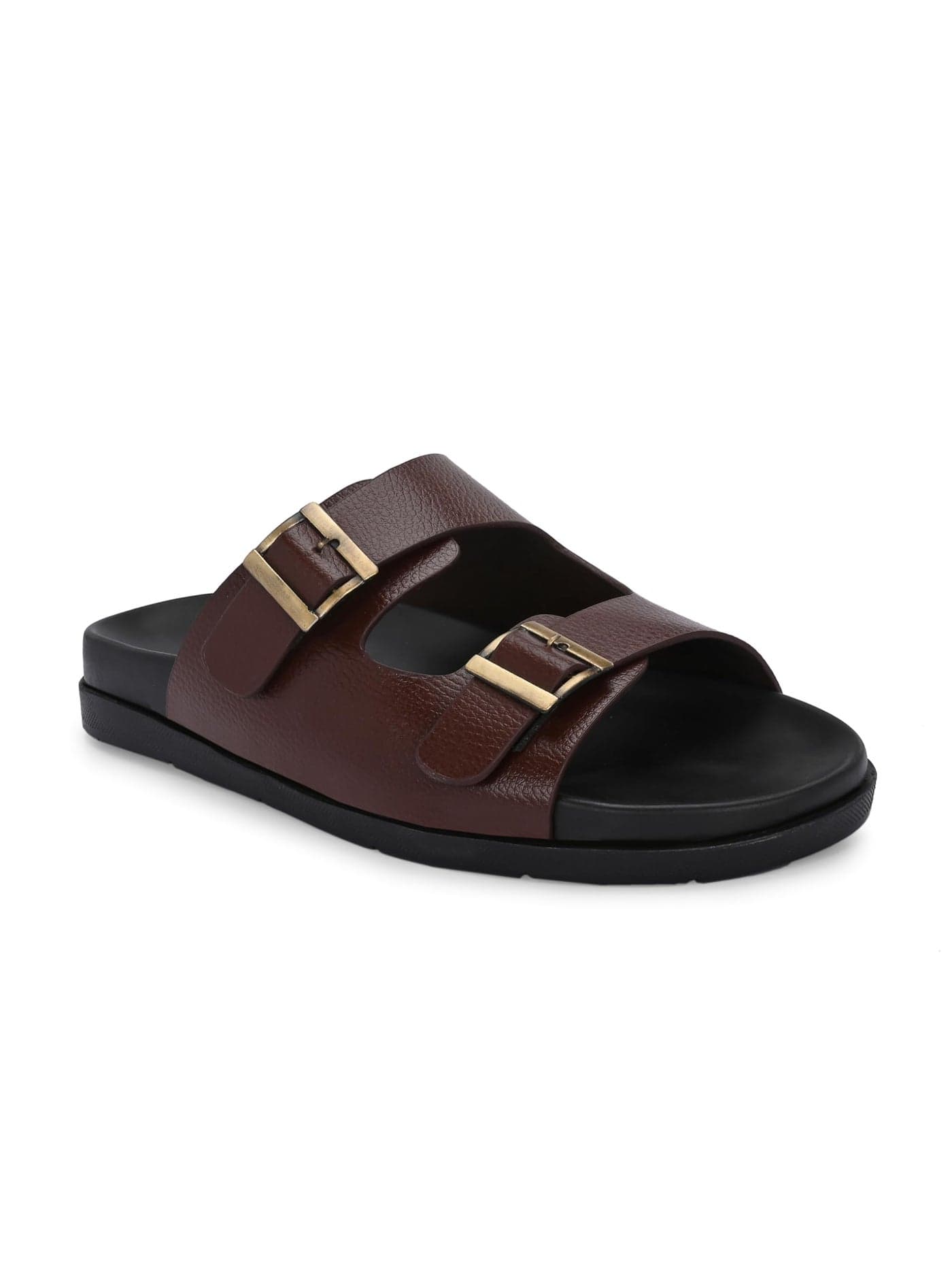 San Frissco Men's Sandals with Open Toe Strap Slip On Chappal/Perfect Fit for Summer and Rainy Season Easy to Walk Slipper for Festive Occasion/Stylish Lightweight Trendy Floaters - 10 (Brown)
