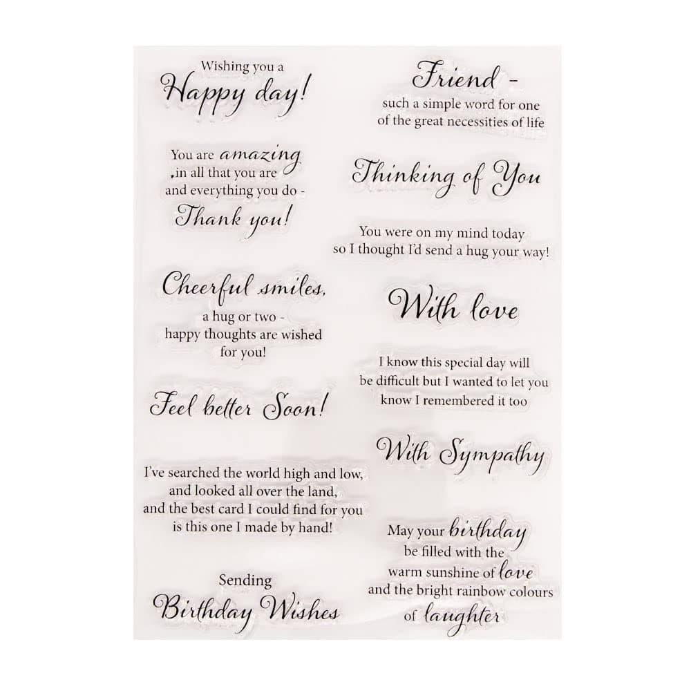 LZBRDY 57 by 83 Inch Happy Day Friend Thinking of You with Love Sympathy Wishes Words Clear Stamps for Card Making and Scrapbooking