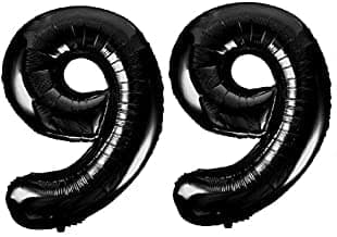 flavouredlove 16 inch Ninety-nine Foil Number Air or Helium Balloon Party Decoration Black Pack of 1 | 99 Year No. Balloons Birthday/Anniversary (Black Number 99)