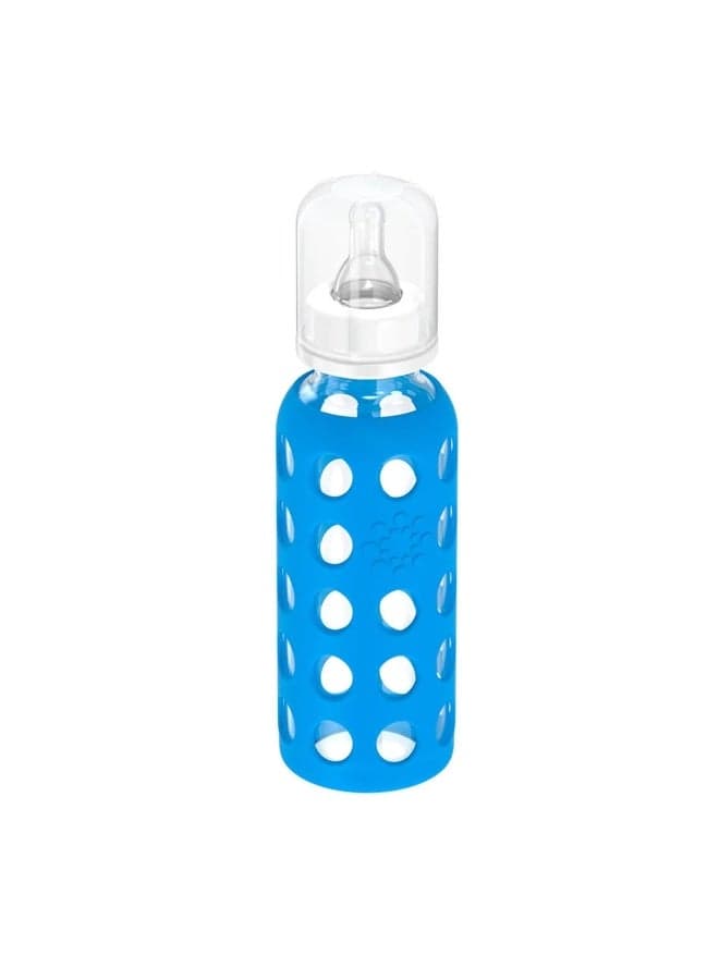 Lifefactory 9-Ounce Glass Baby Bottle with Stage 2 Nipple and Protective Silicone Sleeve Cobalt Blue