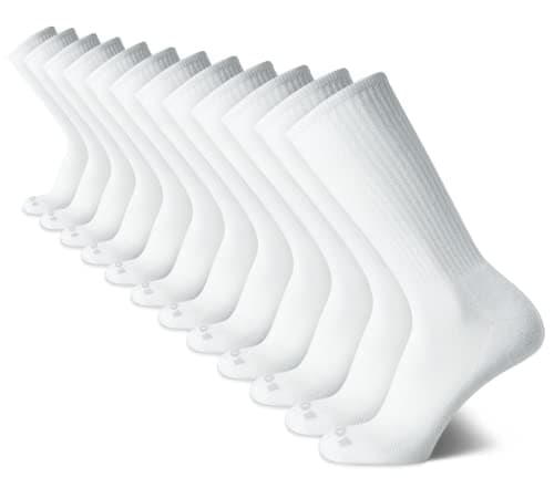 AND1 Men's Crew Socks - 12 Pack Performance Cushion Comfort Crew Socks - Breathable Athletic Socks for Men (6-12.5), Size 6-12.5, White