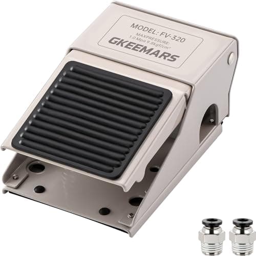 GKEEMARS Pneumatic Foot Pedal Valve FV-320 1/4” NPT Threaded Rubber Nonslip Pressure Control Foot Operated Pedal 2 Position 3 Way
