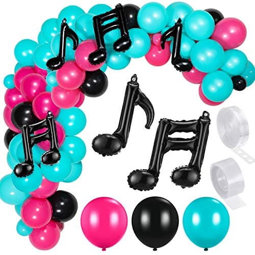 Sumind 141 Pieces Music Birthday Party Decorations Includes Black Red Blue Musical Balloon Kit Garland Music Note Balloons for Boys and Girls Birthday Short Video Decor Simple Style