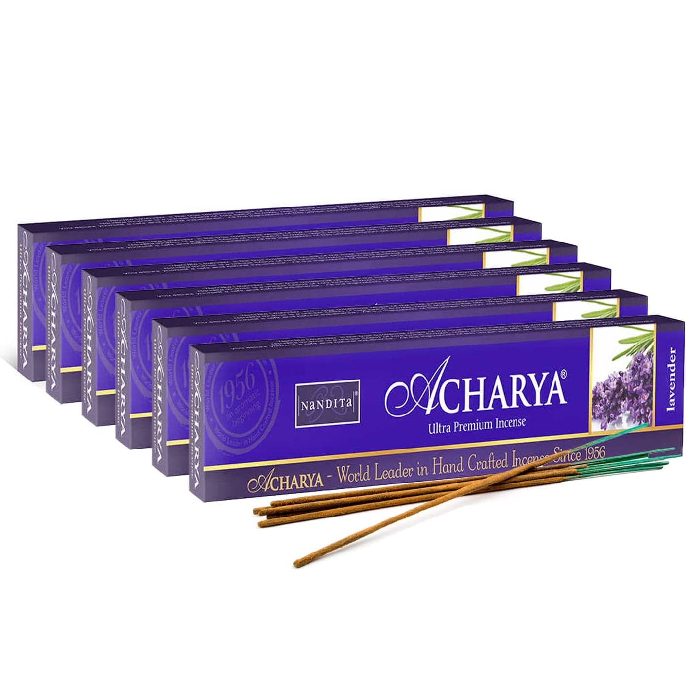Nandita Bamboo Acharya Lavender Incense Sticks 254 cm 50 Grams Brown