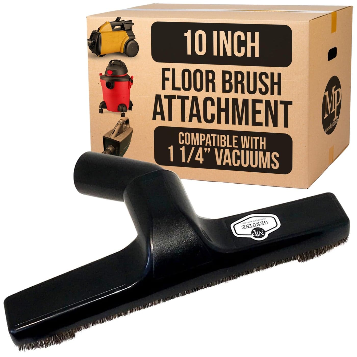MP Maresh Products Genuine Deluxe Brush Attachment Horse Hair Brush Wet Dry Vacuum Cleaner Central Vacuum System Parts Accessories Dust Floor 32mm Standard Size Black 10 Inch
