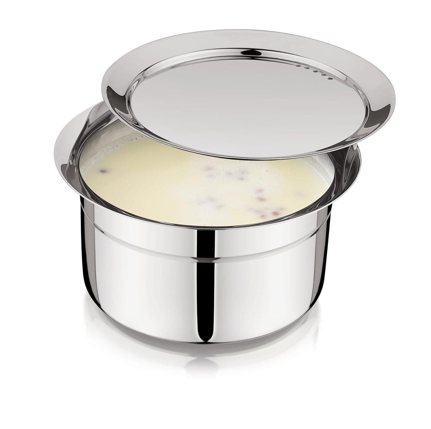 Mukti Stainless Steel Food Storage CookingAirVent Holes on lidTope PansTea PanCurry Gravy Biryani PanPots Patilas Kadhai TopesCurry Coffee Pan with Lid1000ml x 1pc