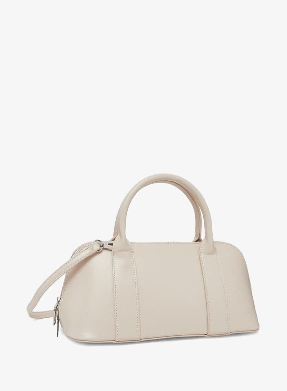 Cream Bowling Bag with Zip Closure