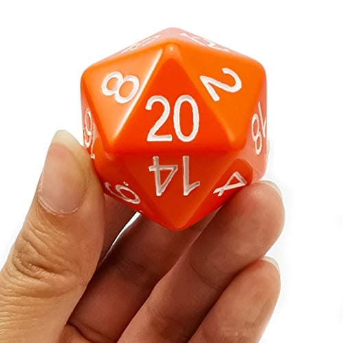 Bescon Jumbo D20 38MM, Big Size 20 Sides Dice Opaque Orange, Big 20 Faces Cube 1.5 inch