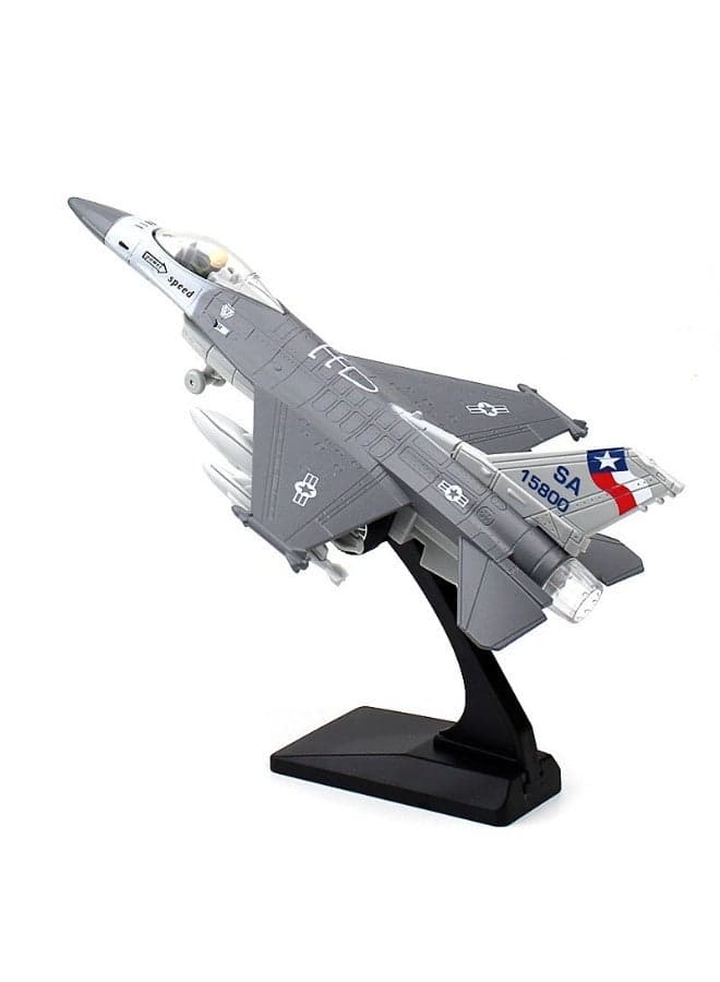 FJ5-F16 Alloy Fighter Jet Model , Simulated Alloy Aircraft Model , Aircraft Model Ornament , Children Flight Model Toy , Ideal Birthday Party Gift For Boys And Girls, For Collection And Display , Grey
