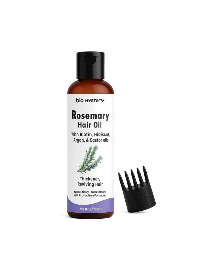 Rosemary Oil For Hair Growth Infused With Biotin, Argan, Vit-E With Jojoba & Castor | Scalp Stimulator Hair Growth Oil 100ml/3.5 Oz