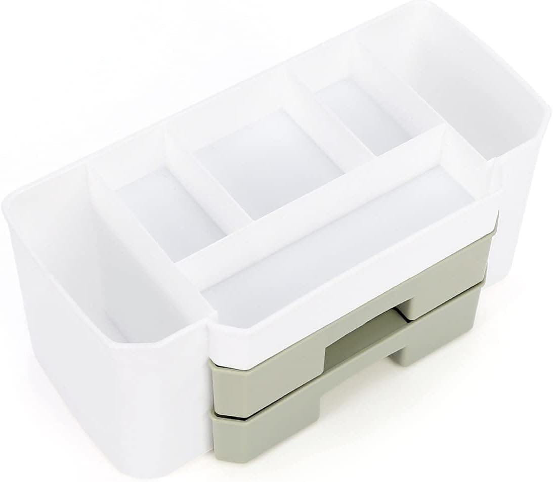 Xmart India Multifunctional Plastic Drawer Storage Box - Cosmetic Organizer, Jewelry Holder, Office Desk Organizer, Vanity Box for Makeup, Jewelry, and Household Use (2 Layer,Pista)