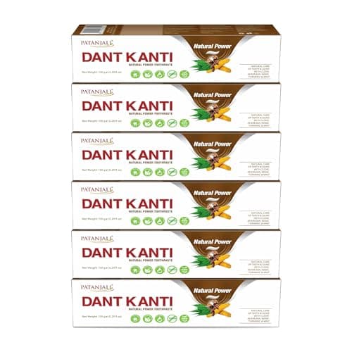 Patanjali Dant Kanti Natural Toothpaste Herbal Ayurvedic FluorideFree Toothpaste Packaging May Vary New Pack 150 g 529 fl oz Pack of 6 or Old Pack 200 g 676 fl oz Pack of 5