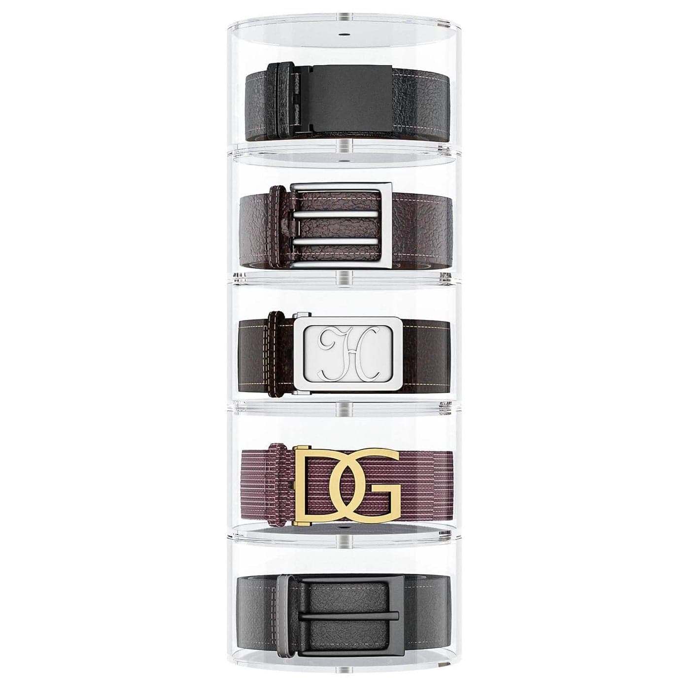 NIUBEE Belt Organizer Acrylic 5 Layers Belt Case Storage Holder and Display for Accessories like JewelryWatchBracelets