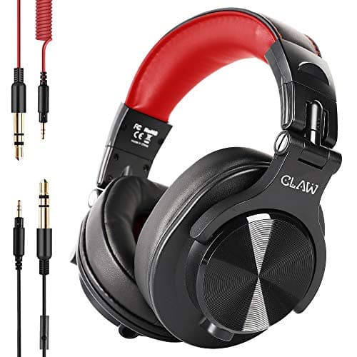 CLAW SM Professional Studio Monitoring DJ Wired Over Ear Headphones with 2 Detachable Cables (2.8m Coiled Cable & 1.2m Straight Cable with Mic and in-line Controls) (SM50 RD)