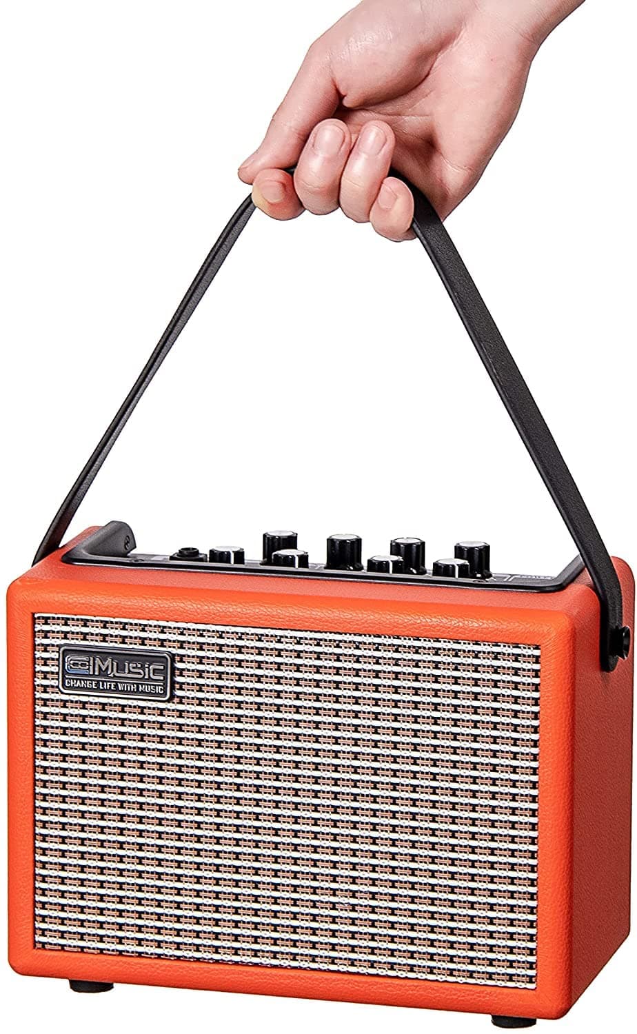 Acoustic/Electric Guitar Amplifier, with 3-Year Warranty,15 Watt Portable Bluetooth Speaker for Guitar Acoustic/Electric with Reverb Effect, 2 Band EQ,Orange