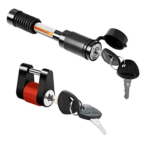METOWARE Keyed Alike Trailer Lock Set, 5/8" Dia 3-1/2" Long Anti-Theft Trailer Hitch Lock Fits Class III IV Receiver, Dia 1/4" with 3/4" Span Trailer Tongue Lock for Tow Boat RV Truck
