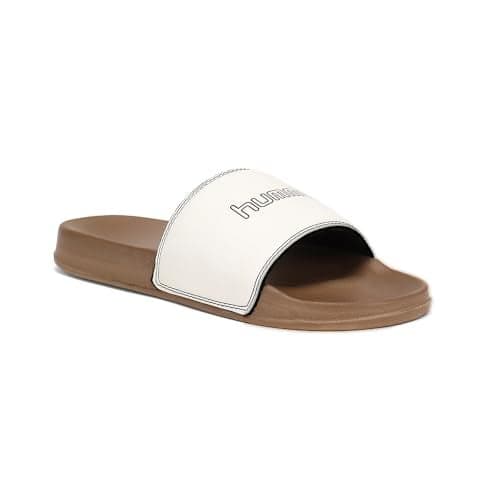 hummel CLASSIC MEN SLIDERS Comfortable Cushioned Sole Arch Support Durable Lightweight Flexible Trendy Style Flip flops and Slippers Slides for Men Daily use Chappal - UK 6 Brown