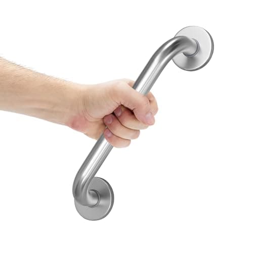 AmazerBath Shower Grab Bars for Bathtubs and Showers, Handicap Grab Bars for Shower Anti Slip, Shower Grab Bars for Senior for Wall Stainless Steel, Holds up to 500LBs, 12" L x 1" D, Brushed Nickel