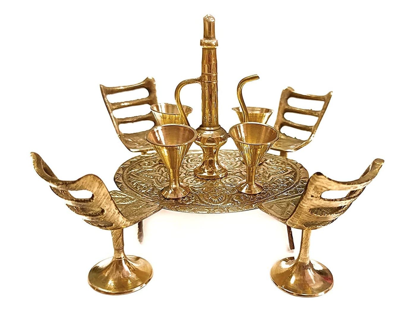 Craft Trade Brass Raja Set Toys Showpieces for Home Décor Living Room Miniature Décor Items Handcrafted Indian Maharaja Dining Table Set - 3.5 Inches