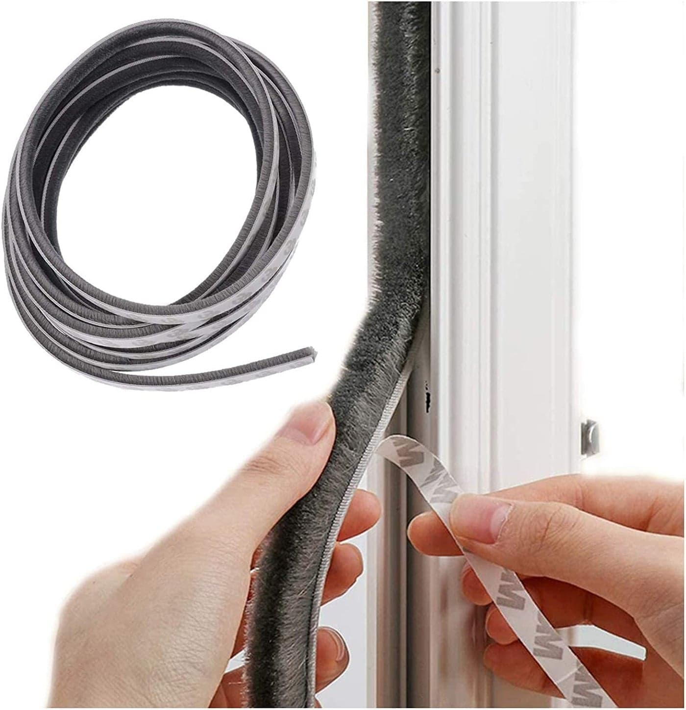 LIVYU LIFE Self Adhesive Seal Strip -10 Meter - 9mm Wide X 9mm Thick - Weatherstrip for Windows and Doors House Sound proofing, Windproof, Dustproof, Stronger Stickness. (Gray - 10 Meter, 9 x 9 MM)