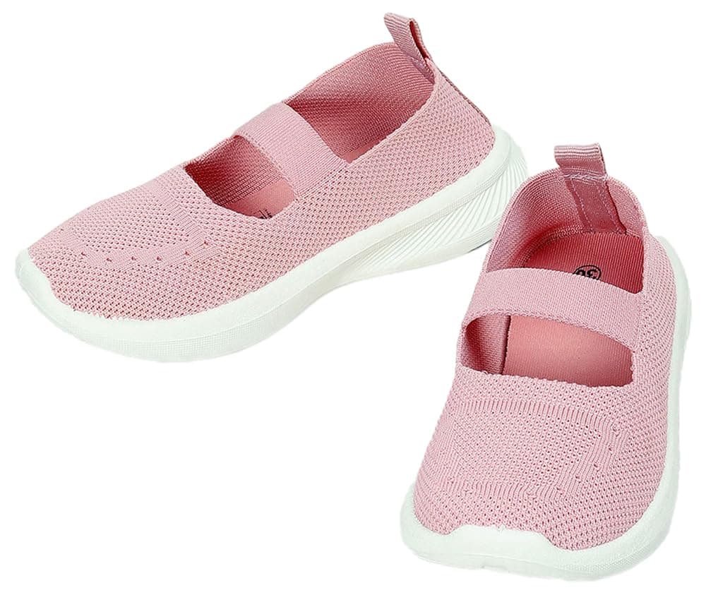 Girls Knit Slip-On Sports Shoes, Pink, 26