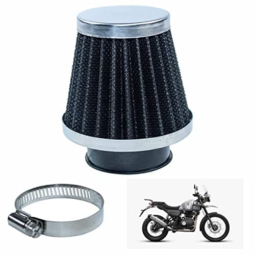 Asryd Motorcycle Air Filter Pods, Motorcycle Air Filter 42mm Round Tapered Clamp-on Pod Intake Filter Cleaner For Royal Enfield Himalayan (Pack of 1), BLACK