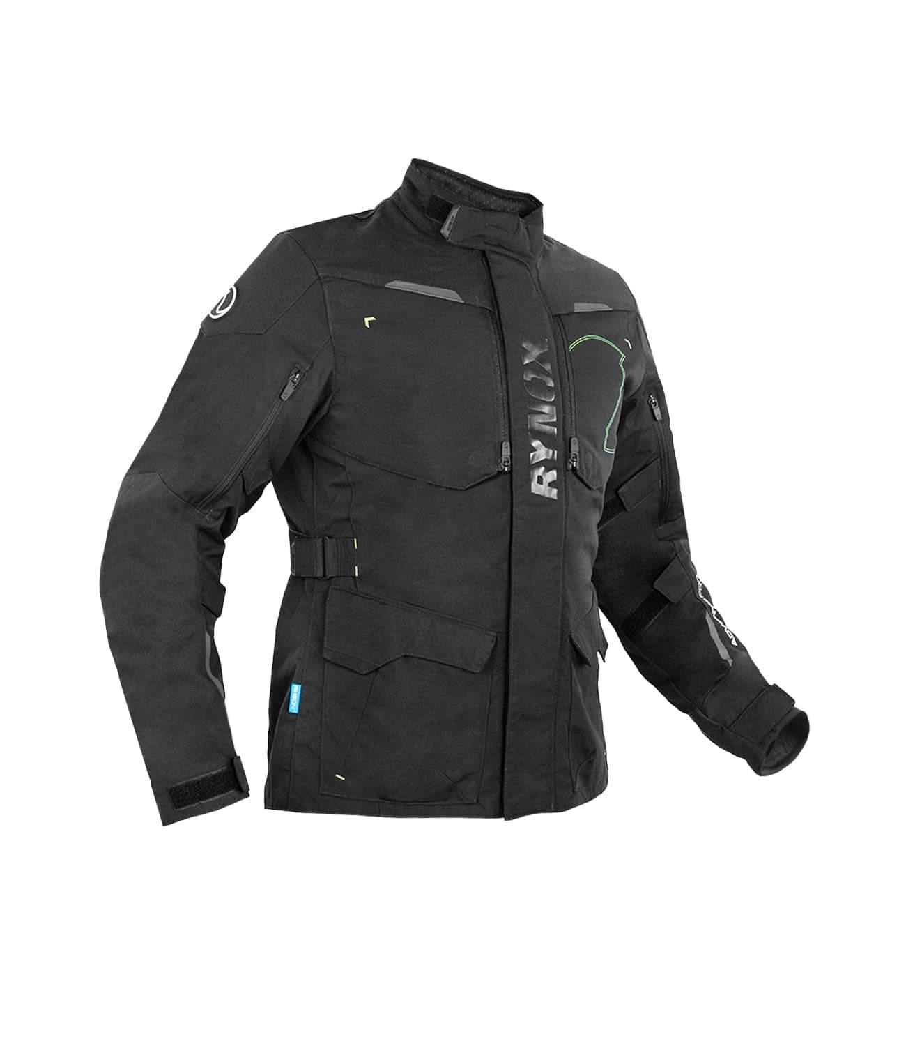 Rynox Advento Pro Jacket - Motorcycle Touring Jacket | Impact Protection | Abrasion Resistance - Black Hi-Viz Green, Large